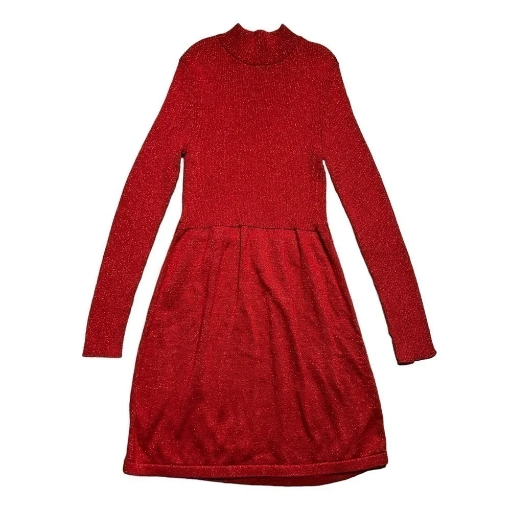 Free People Red Shimmer Mock Neck Sweater Dress | U.S. Woman’s XSmall